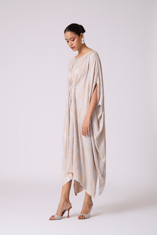 Valenza Dress - Beige & Silver