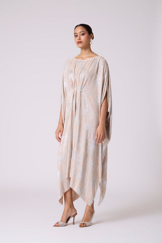 Valenza Dress - Beige & Silver