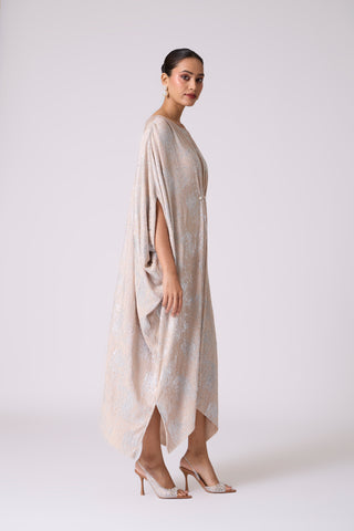 Valenza Dress - Beige & Silver