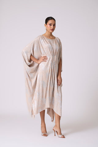 Valenza Dress - Beige & Silver