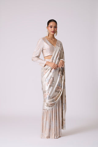 Annika Saree - Ivory & Silver