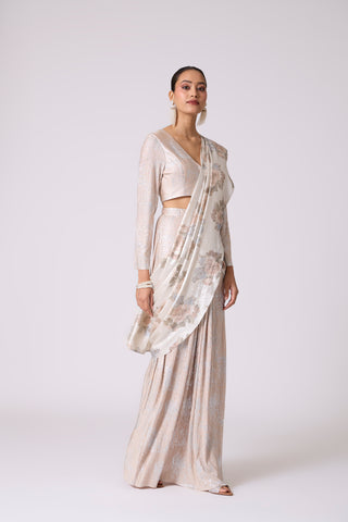 Annika Saree - Ivory & Silver
