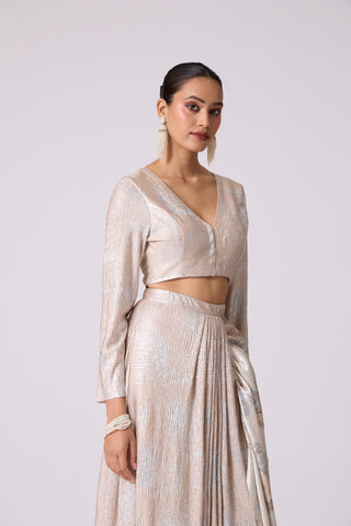 Annika Saree with Blouse - Ivory & Silver