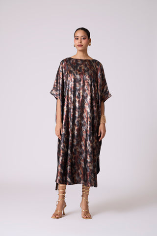 Flora Kaftan - Metallic Black Gold