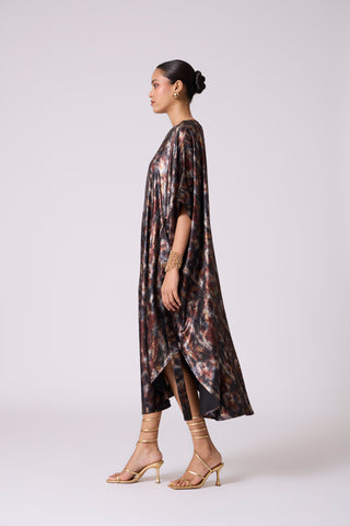 Flora Kaftan - Metallic Black Gold