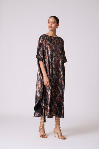 Flora Kaftan - Metallic Black Gold