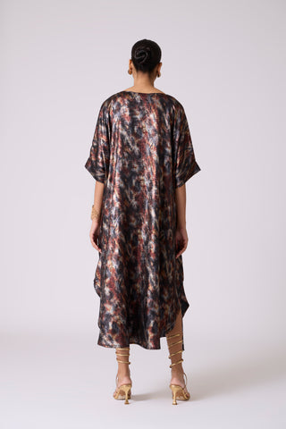 Flora Kaftan - Metallic Black Gold