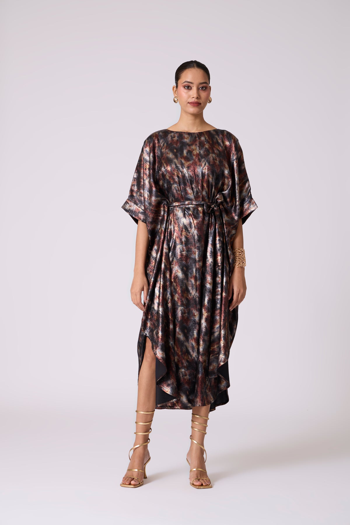 Flora Kaftan - Metallic Black Gold