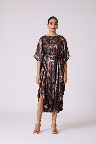 Flora Kaftan - Metallic Black Gold