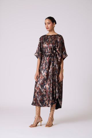 Flora Kaftan - Metallic Black Gold
