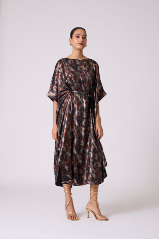 Flora Kaftan - Metallic Black Gold
