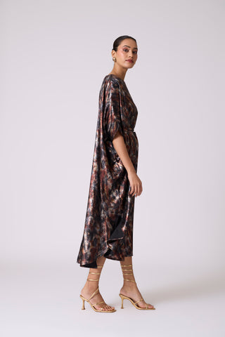 Flora Kaftan - Metallic Black Gold