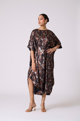 Flora Kaftan - Metallic Black Gold
