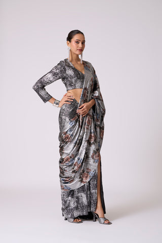Eliza Saree - Black & Silver