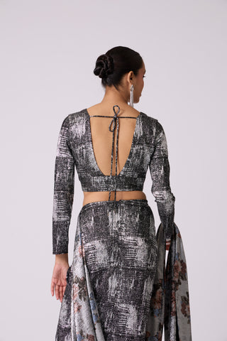 Eliza Saree with Blouse - Black & Silver
