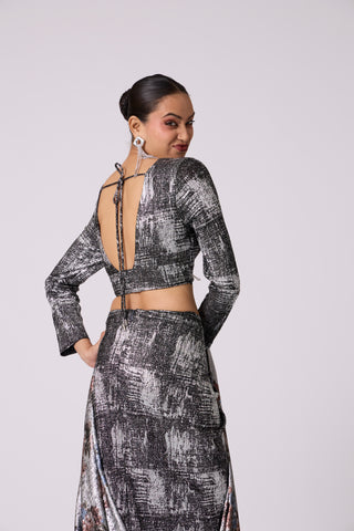 Eliza Saree with Blouse - Black & Silver