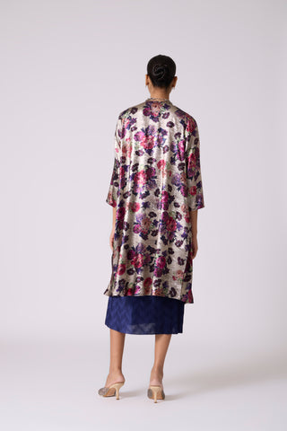 Simone Overlay Dress - Metallic Black & Navy