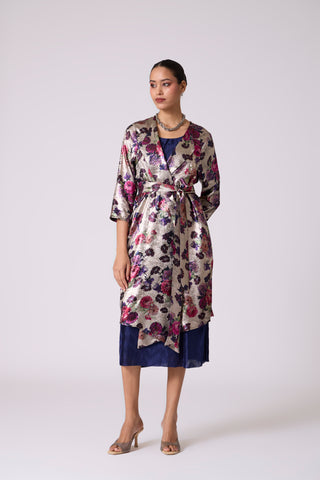 Simone Overlay Dress - Metallic Black & Navy