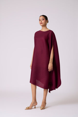 Lanna Drape Dress - Burgundy