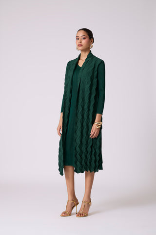 Paula Textured Overlay Dress - Green