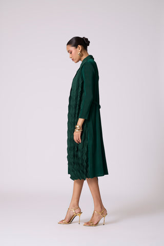 Paula Textured Overlay Dress - Green