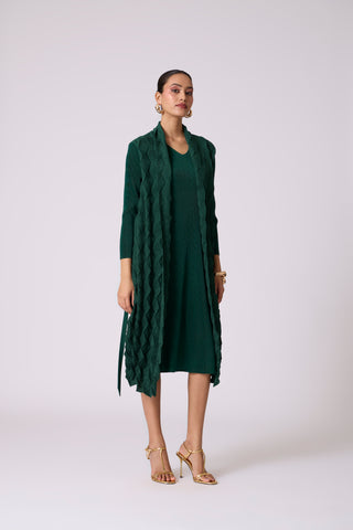 Paula Textured Overlay Dress - Green