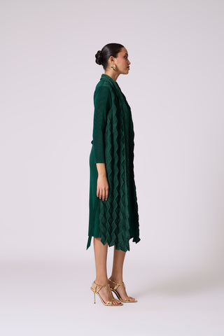 Paula Textured Overlay Dress - Green
