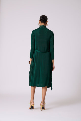 Paula Textured Overlay Dress - Green