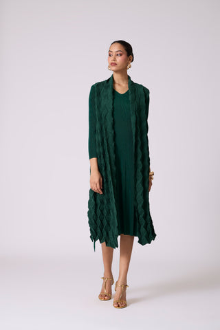 Paula Textured Overlay Dress - Green