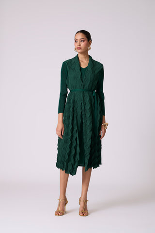 Paula Textured Overlay Dress - Green