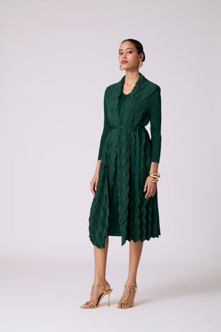 Paula Textured Overlay Dress - Green