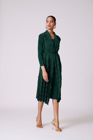 Paula Textured Overlay Dress - Green