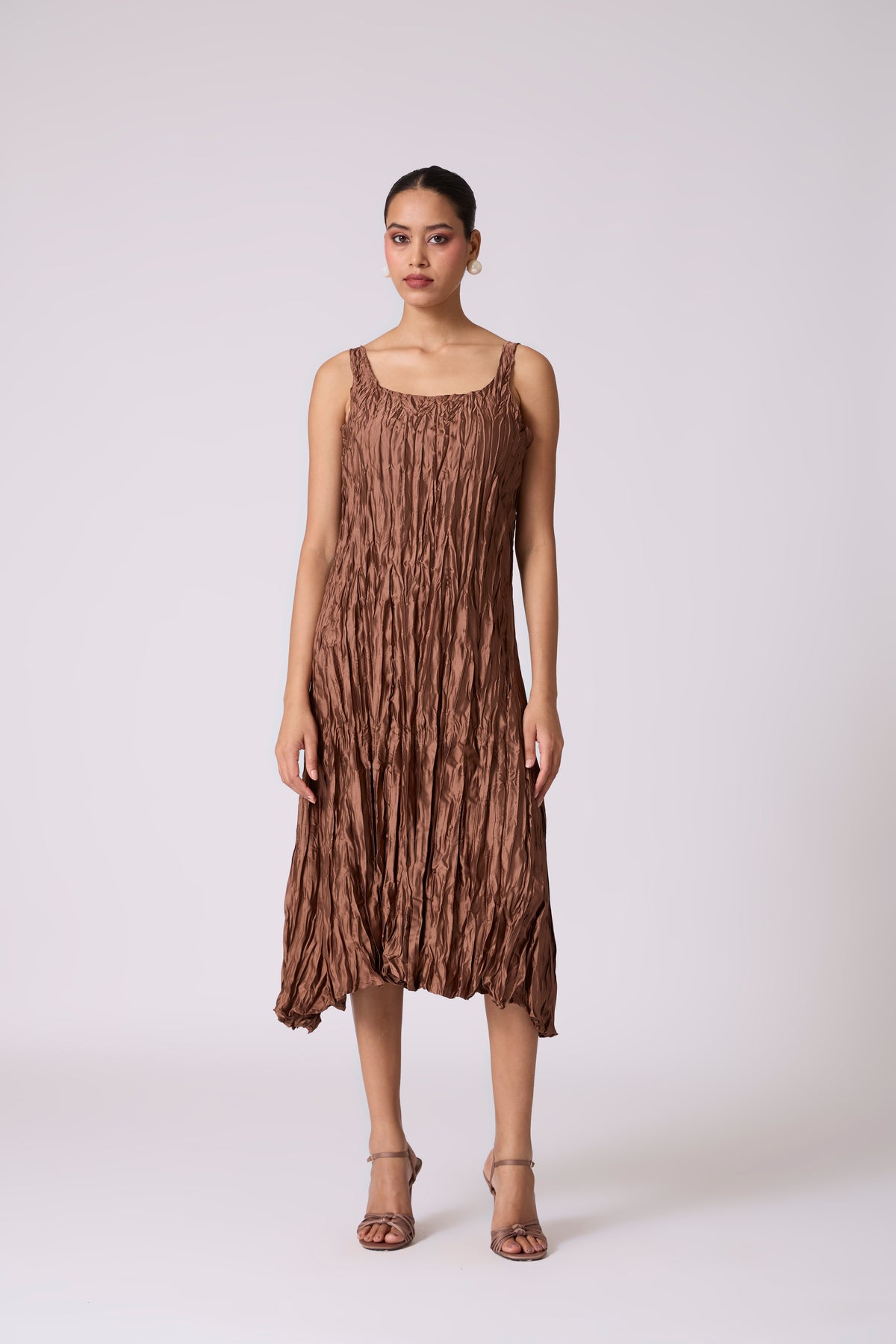 Willa Crush Dress - Golden Brown