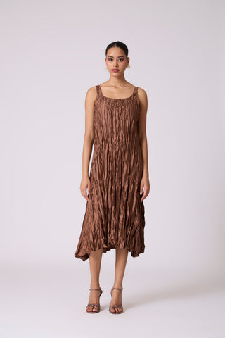 Willa Crush Dress - Golden Brown