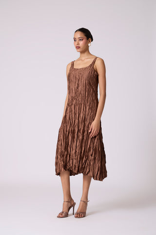 Willa Crush Dress - Golden Brown