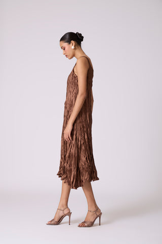 Willa Crush Dress - Golden Brown
