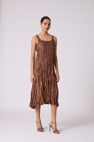 Willa Crush Dress - Golden Brown