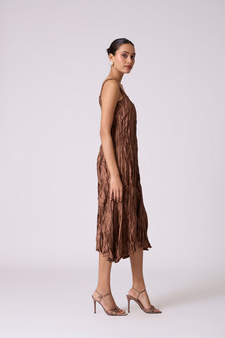 Willa Crush Dress - Golden Brown