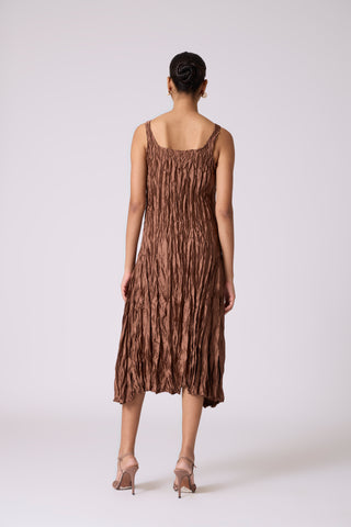 Willa Crush Dress - Golden Brown