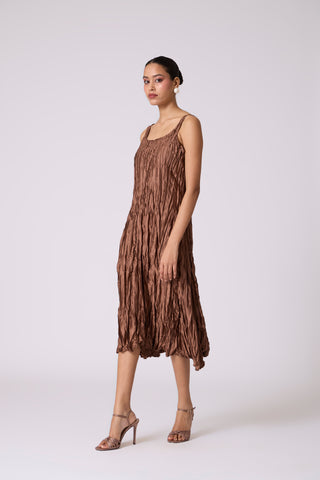Willa Crush Dress - Golden Brown