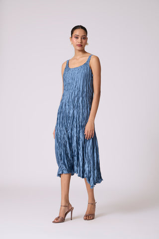 Willa Crush Dress - Steel Blue