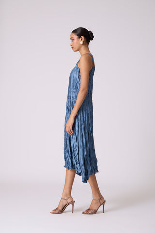 Willa Crush Dress - Steel Blue