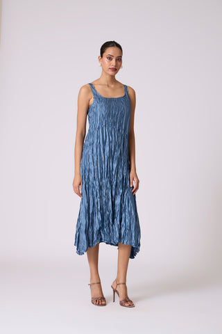 Willa Crush Dress - Steel Blue