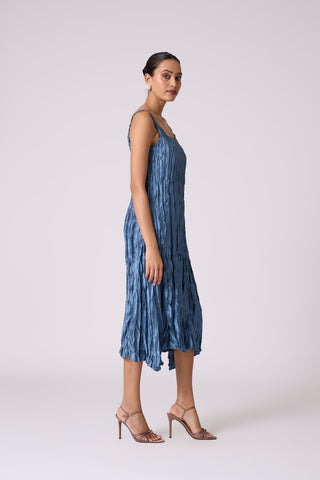 Willa Crush Dress - Steel Blue