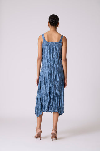 Willa Crush Dress - Steel Blue