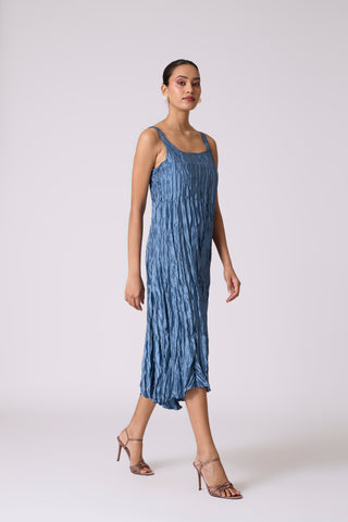 Willa Crush Dress - Steel Blue