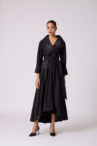 Zora Applique Dress - Black