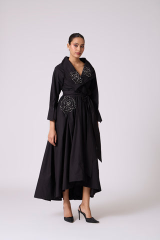 Zora Applique Dress - Black