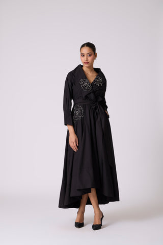 Zora Applique Dress - Black