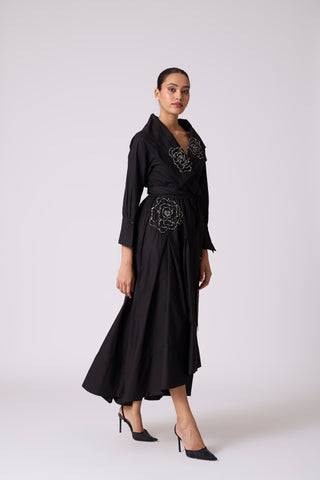 Zora Applique Dress - Black